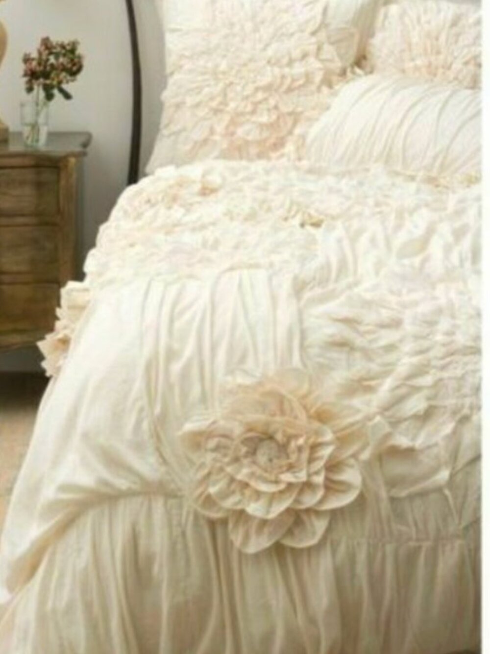 Anthropologie Georgina Queen Duvet Cover, Dust Ruffle, & 2 European Pillow Shams